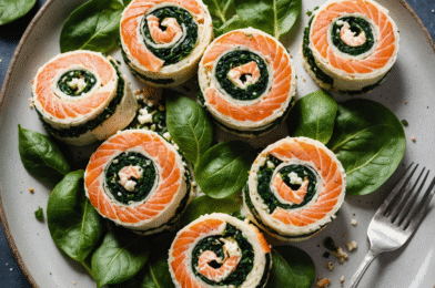 Spinach & Feta Stuffed Salmon Pinwheels