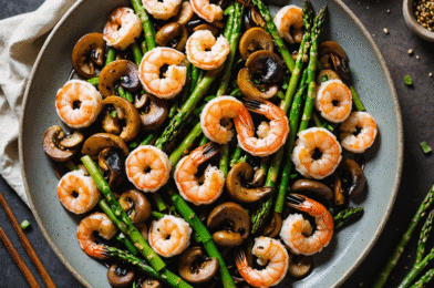 Stir-Fried Shrimp, Asparagus, and Mushrooms